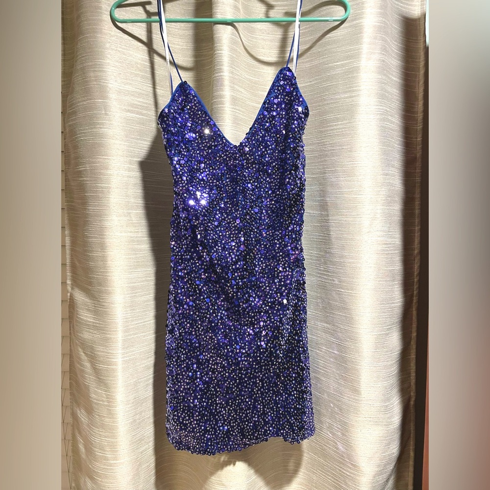 Lulu's purple Sequin Mini Dress Spaghetti Strap - New With Tags